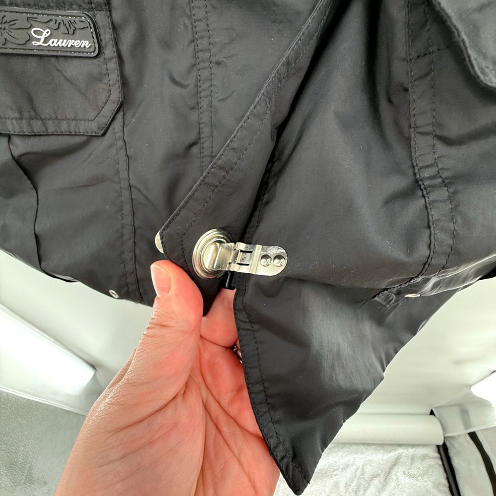 Lauren Ralph Lauren Hooded Utility Jacket Women's Medium Black Toggle Closure - Picture 4 of 11